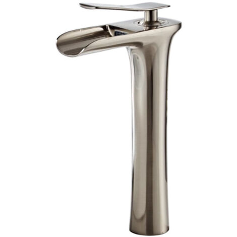 Robinet de lavabo mitigeur en cascade haut nickel bronze – Corps en laiton – Hauteur 29 cm – Aérateur ABS pour économie d'eau – Hauteur sous bec 25.5 cm – Ideko (1/5)