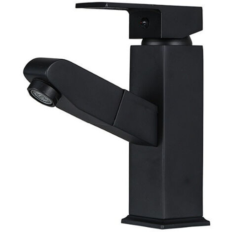 Robinet de salle de bain lavabo avec doucette tirage Noir famille standard monocommande (1/5)
