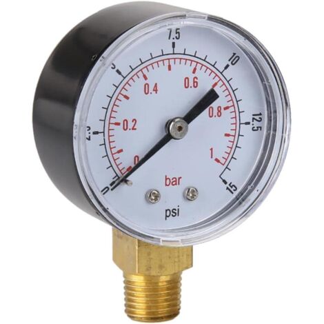 Osqi – Manomètre piscine 50mm – Plage de mesure 0-15psi / 0-1bar – Boîtier métal – Lecture numérique claire – Pression max 15psi (1/5)