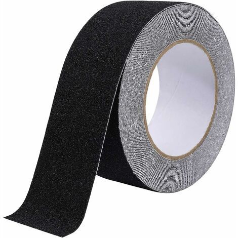 Ruban Adhésif Antidérapant, Bande Antidérapante à Haute Traction Adhérence, Bande Adhésive Abrasive Solide de Sécurité pour Escaliers, Marchepieds, Rampes, Extérieur et Intérieur 5 cm x 10 m Noir (1/5)