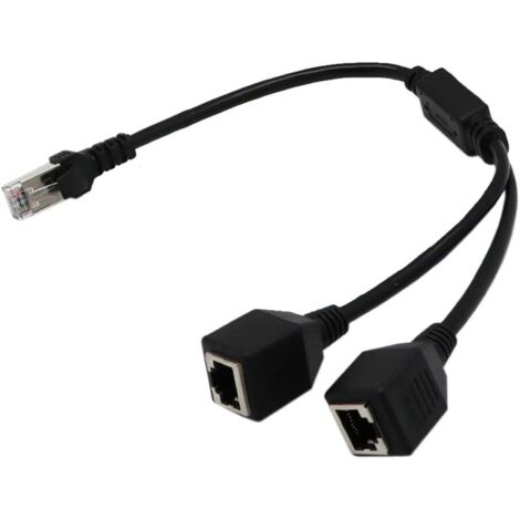 Câble Adaptateur de répartiteur de réseau RJ45 1 mâle à 2 Ports de Prise Femelle LAN Ethernet câble Adaptateur de répartiteur de réseau (1/5)