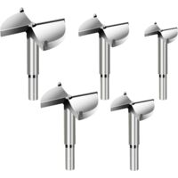 5pcs Meche a Bois Forstner, Diametre 35/40/45/50/60mm, Foret Fraise Carbure Pour Faconner Trou Travail du Bois, L'installation de Portes Sphériques Bois, Tiroirs, Plastique, Contreplaqué