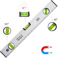 Litzee – Niveau à bulle magnétique 40 cm – 3 fioles haute visibilité – Précision +/- 0,5 mm – Aluminium léger avec embouts en caoutchouc TPR
