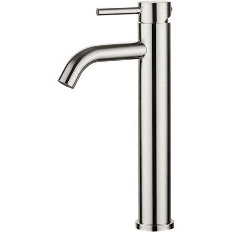 -Robinet de Lavabo, Robinet Mitigeur Lavabo Haut de Salle de Bains avec Bec Haut, Mitigeur avec Raccordement Eau Froide/Chaud, Gris (1/4)