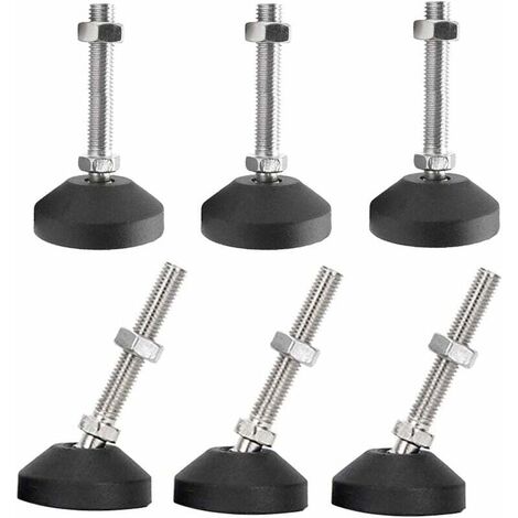 Pieds de meuble - Lot de 6 pieds universels réglables en silicone D50 × M8 × 50, base pivotante articulée en nylon fileté M8, patins de glissement pour pieds de table (1/5)