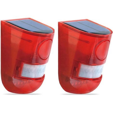 Gotrays – Alarme solaire LED avec détecteur de mouvement – Sirène 110 dB – Lumière stroboscopique – Étanchéité IP65 – Portée 1000m – 2 pièces