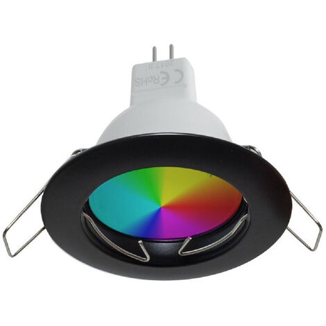 Faretto Led Rgb+3000k 6w 12v Incasso 6cm Tondo Rgbw Effetti Luce Colorata Barca Noir (1/4)