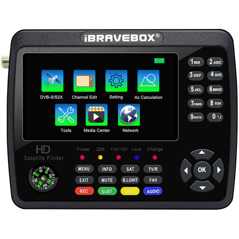 Decdeal – Détecteur de signal satellite portable HD – Écran LCD 4,3 pouces – Compatible DVB-S/S2/S2X – 6000 chaînes TV et radio programmables – Autonomie 4 à 6 heures (1/5)