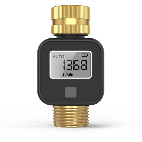 ZVD Compteur d'eau numérique LCD en temps réel haute précision alertes réglables ABS pour la maison/le jardin Batterie sans dispositif de mesure de débit