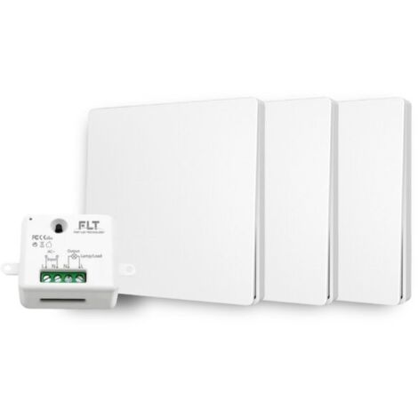 Kit interrupteur va-et-vient sans fil – 3 boutons poussoirs pré-programmés – Récepteur radio pour installation rapide – Utilisation en milieu humide