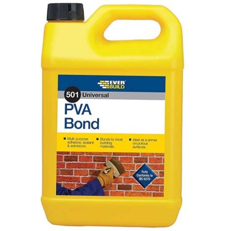 Everbuild – Universal PVA bond 5 litre – All purpose glue for wood, cork, paper, textiles – Admixture for mortar and screeds – No harmful phthalates (1/5)