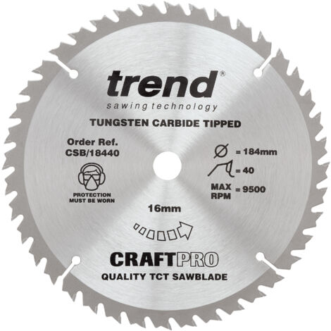 Trend CSB/18440 TCT Circular Saw Blade 184mm X 40 Teeth X 16mm DeWalt DWE560 (1/5)