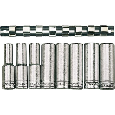 Teng M120789 Piece Clip Rail Socket Set Metri