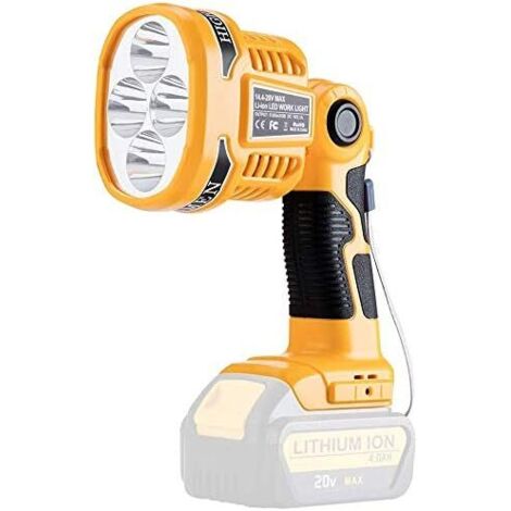 18V Tools Projecteur à LED extérieur portable longue portée avec lampe de poche USB 12W Lampe de travail à LED sans fil compatible avec Dewalt 18V 20V Max la batterie au lithium DCB180 DCB200 (1/5)