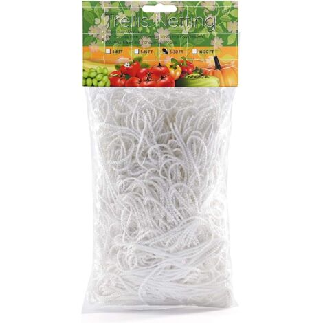 Filet de jardin 1,67 m x 10 m, filet de soutien en treillis en polyester pour fleurs grimpantes (blanc) (1/5)