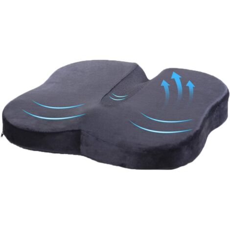 Coccyx de Siège Orthopédique pour Le Mousse à Mémoire de Forme, Coussin de Siège Travel Ease pour Soulager la Douleur Lombaire et la Sciatique, Applicable aux Bureau, Fauteuils Roulants(Noir) (1/5)