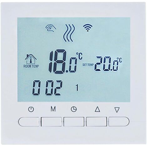 BOT-313 Thermostat de chaudière à gaz numérique, thermostat d'ambiance intérieur programmable sans fil réglable, avec écran LCD et contrôle en ligne par Smartphone App-Bleu (1/5)