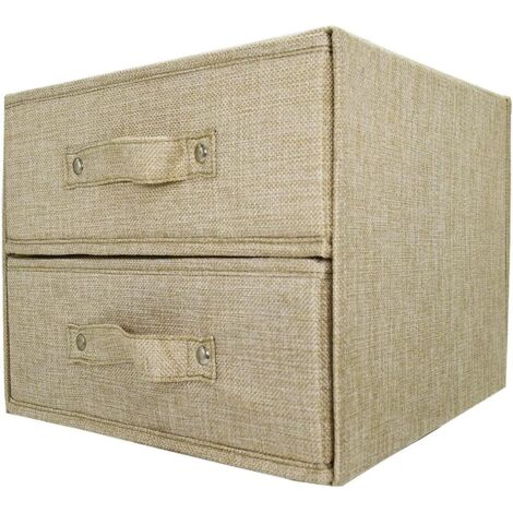 Commode en tissu tour de rangement organiseur pour vêtements sous-vêtements sous-vêtements chaussettes cravates écharpes beige 2 grands tiroirs beige (1/5)