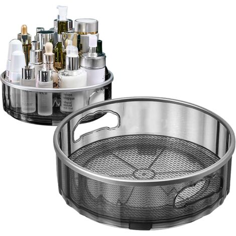 Lot de 2 organisateurs d'armoire Lazy Susan, plateau tournant en plastique Lazy Susan, 9" et 12" rotatifs Lazy Susan Spice Rack Organisateur pour garde-manger, comptoir, gris (1/5)
