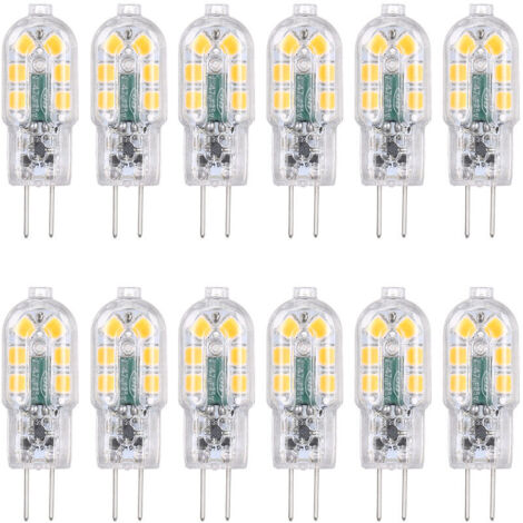 Lot de 12 ampoules LED G4 AC/DC 12 V 3 W équivalentes à une lampe halogène 30 W Base bi-pin à économie d'énergie incassable Angle de faisceau 360° 160 lm Non dimmable Pas de scintillement Lot de 12 (b (1/3)