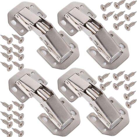 X Charnières Pliantes En Acier Inoxydable Pour Armoire De Cuisine Charnière De Porte D'armoire Réglable À 90 Degrés + 32 Vis - Charnières De Porte Grand Angle (1/5)
