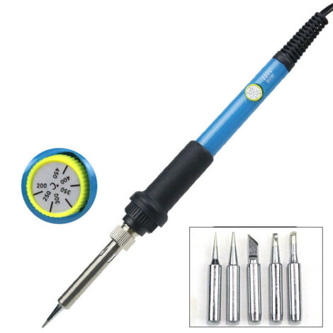 Fer à souder 60W 220V kit de soudure à température réglable avec 5 têtes de soudure (1/5)