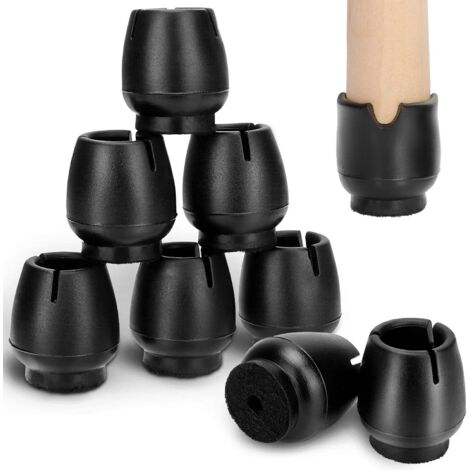 Lot de 32 embouts de chaise en silicone, protège-pieds de chaise avec feutre, embouts de chaise en silicone pour pieds de meubles ronds (12-16 mm) (1/5)