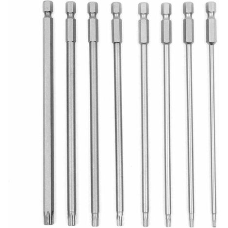 Jeu de tournevis Torx à tête magnétique en acier T8-T40 S2 à tige hexagonale 150 mm 6,35 mm (1/4") (1/5)