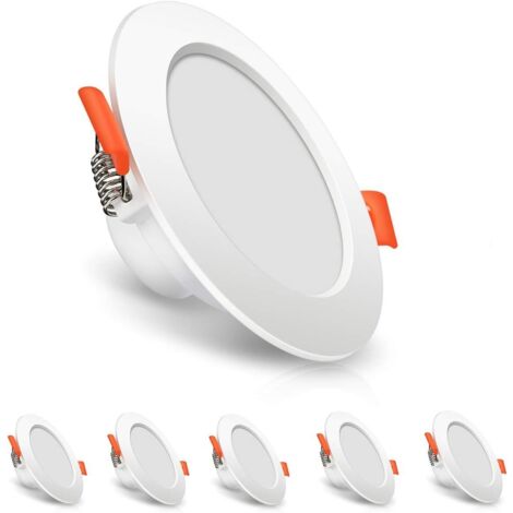 Spot encastrable LED, spot de plafond 8W lot de 6, spot encastrable 700LM, spot encastrable IP44 3000K AC85-265V, plafonnier pour salle de bain salon cuisine couloir - blanc chaud (1/5)