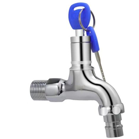 Robinet antivol avec serrure à clé, robinet extérieur verrouillable, robinet antivol en laiton, robinet d'évier antivol extérieur, pour jardin, salle de bain ou machine à laver (1/5)