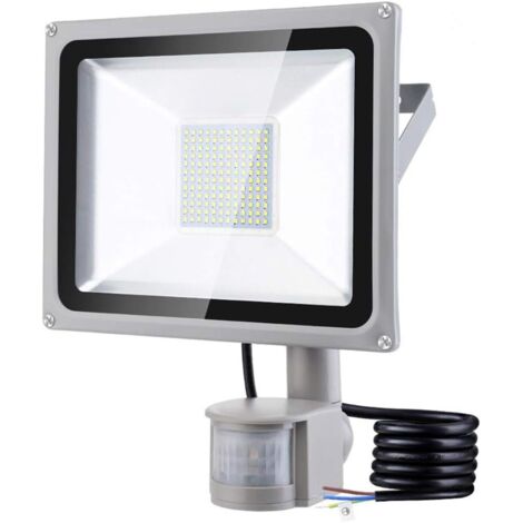 Projecteur d'extérieur 100W avec détecteur de mouvement 10000LM 6500K Blanc Froid Extérieur LED IP65 Lampe de Sécurité Étanche pour Jardin Garages Balcon
