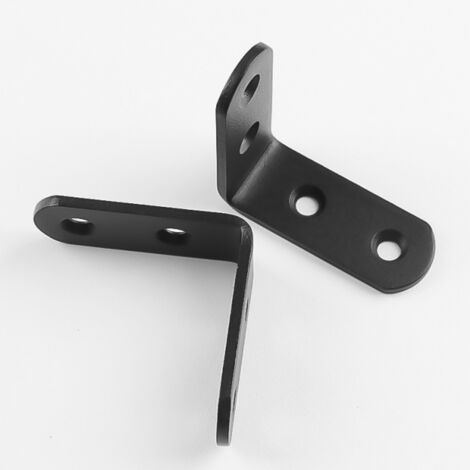 Lot de 20 équerres de montage à angle droit noires, équerres d'angle en L, équerres métalliques en acier inoxydable à 90 degrés, 40 x 40 mm (1/4)