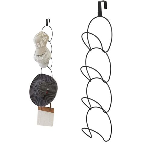 Porte-casquette multifonction en acier avec crochet de rangement sur la porte pour casquettes/serviettes/chapeaux/ceintures/écharpes/robes (1/5)