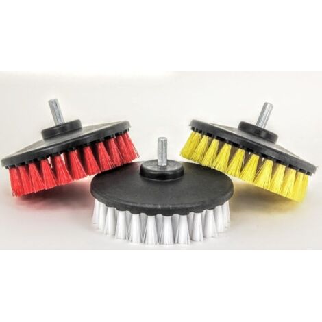 Tapis de moquette 3 pièces 5 brosses rondes avec accessoire de perceuse outil d'entretien et de maintenance de voiture (1/4)