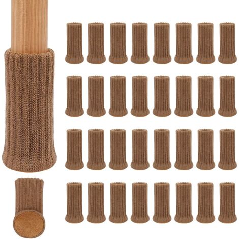 Lot de 32 chaussettes de chaise pour pieds de chaise, pieds de meubles, coussinets antidérapants pour pieds de chaise de 2,5 à 5,1 cm de diamètre, marron (1/5)