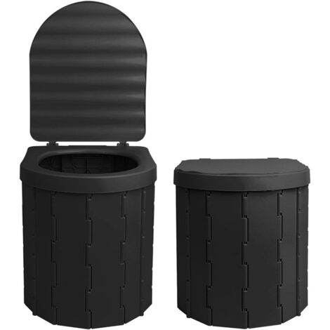 Toilette Camping, Toilette Portable Toilette Pliante De Voiture, Toilette Voiture Toilette Tabouret De Rangement pour Camping Randonnée Voyages Embouteillage,Toilettes Portables Le Noir (1/5)