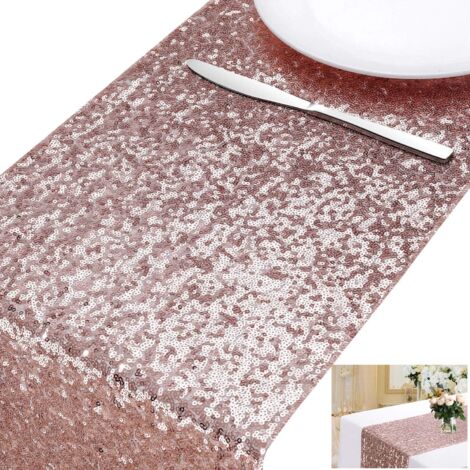 Nappe de chemin de Table à paillettes scintillantes pour événement de célébration d'anniversaire de mariage décoration de fête en or Rose 30280 cm (1/5)