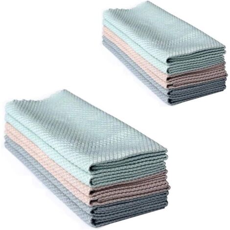 12 pièces chiffon de nettoyage spécial écailles de poisson nettoyage du verre sans stries chiffon de nettoyage ménager élimination de l'huile de cuisine serviette non marquante 3040cm (1/5)