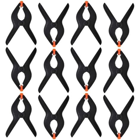 12 pinces à ressort, pinces à chaîne en nylon de 2,75 pouces, pinces à ressort robustes de 70 mm, pinces à colle à mâchoires mobiles, pinces à ressort robustes pour fond de photographie en mousseline (1/5)