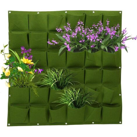 Sacs de culture muraux Support de culture d'intérieur pour plantes d'extérieur, jardinière verticale à 36 poches pour plantes légumineuses (noir) (1/5)