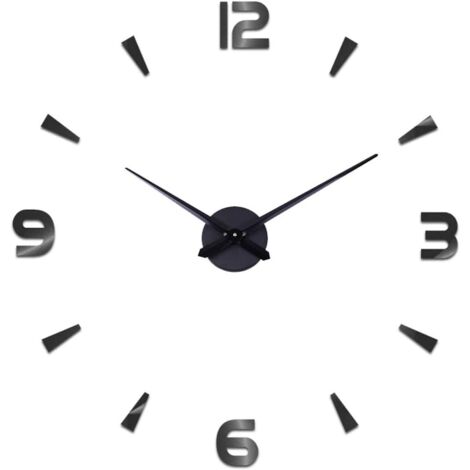 Horloge murale silencieuse moderne à monter soi-même autocollant 3D pour décoration d'hôtel de bureau de restaurant à la maison (noir) (1/5)