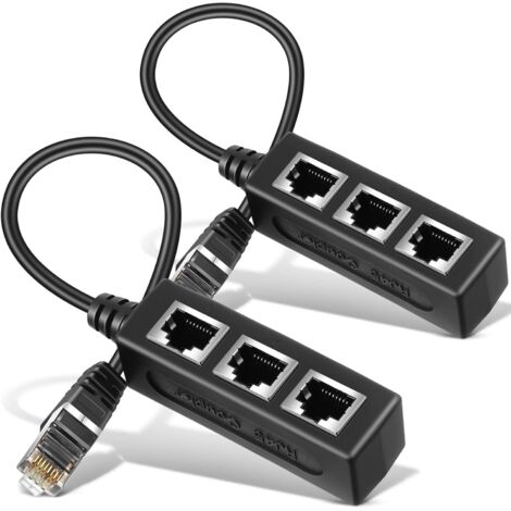Répartiteur LAN RJ45 Câble d'extension Ethernet Adaptateur répartiteur réseau Ethernet 1 mâle vers 3 femelles 2 pièces coupleur Ethernet, extension réseau Connecteur de câble LAN Prise (1/5)