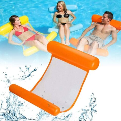 Lit flottant gonflable, hamac à eau 4 en 1 chaise longue piscine salon matelas pneumatique piscine hamac gonflable piscine hamac gonflable pour adultes et enfants (orange) (1/5)