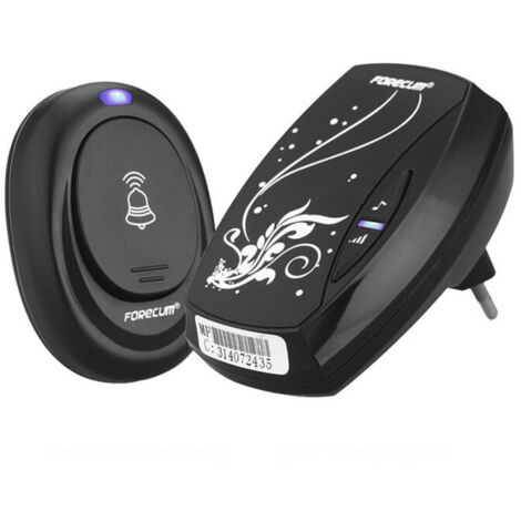 Carillon Sonnette Porte Sans Fil 315Mhz Led 36 Tones Melodies Telecommande Etanche Waterproof - Noir (1/5)