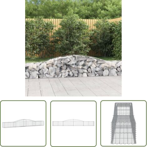 The Living Store Panier de gabions arqué 400x50x40/60 cm Fer galvanisé - Paniers De Gabions - Mur De Gabions - Clôture De Jardin - Décoration Jardin - Barrieres Jardin (1/5)