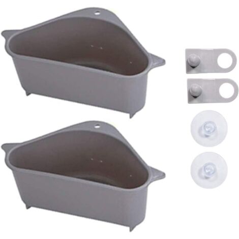 Évier de cuisine crépine d'angle crépine crépine évier d'angle suspendu triangulaire avec ventouse pour cuisine salle de bain gris (1/5)