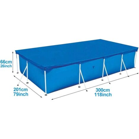 Couverture De Piscine Tubulaire Rectangulaire, Couverture De Piscine Rectangulaire, Couverture À Bulles De Piscines Tubulaires, Housse De Pluie - Bleu (300X200CM) (1/5)