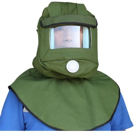 capuchon de capot de sablage pour le sablage, masque de vent de casque, masque anti-poussière de sablage, masque de protection, vert (1/5)