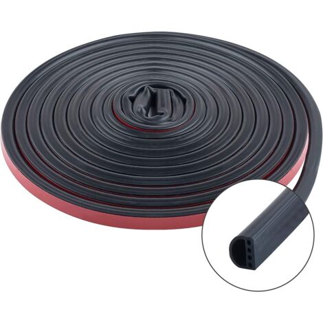 Coupe-froid en silicone, bande d'étanchéité à plusieurs trous pour portes et fenêtres, anti-collision, insonorisé, anti-poussière, coupe-vent, 6 m (D9 6 mm, noir) (1/5)
