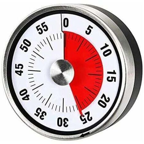 Minuteur de cuisine mécanique magnétique – Compte à rebours 60 minutes Visuel Outil de gestion du temps Cuisson à la vapeur Barbecue (Noir) pour enfants, enseignants et adultes (1/5)